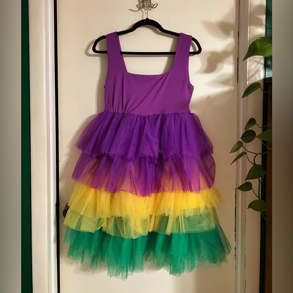 BiBi Mardi Gras Tiered Tulle Dress